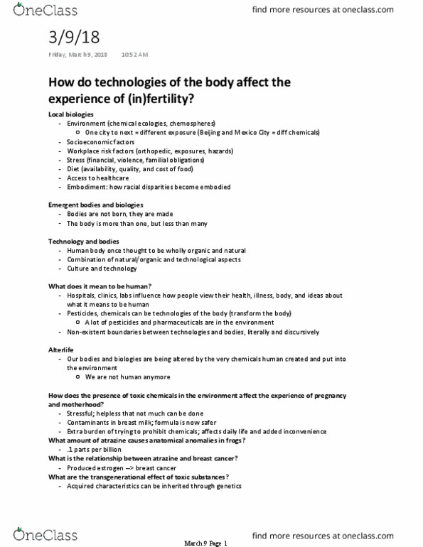 ANTHRO 128B Lecture Notes - Lecture 25: Atrazine, Human Body thumbnail