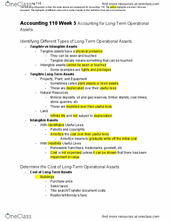 ACCT 110 Lecture Notes - Lecture 5: Financial Statement, Southwest Airlines, Intangible Asset thumbnail