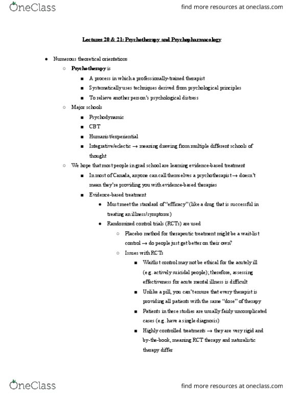 PSYC 337 Lecture Notes - Lecture 18: Cognitive Restructuring, Stimulant, Dyskinesia thumbnail