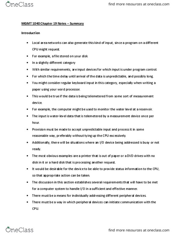 MGMT 1040 Chapter Notes - Chapter 19: Hard Disk Drive thumbnail