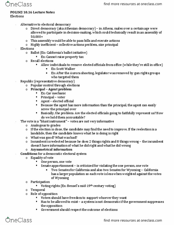 POLSCI 242 Lecture Notes - Lecture 14: Bicameralism, Athenian Democracy, Information Asymmetry thumbnail