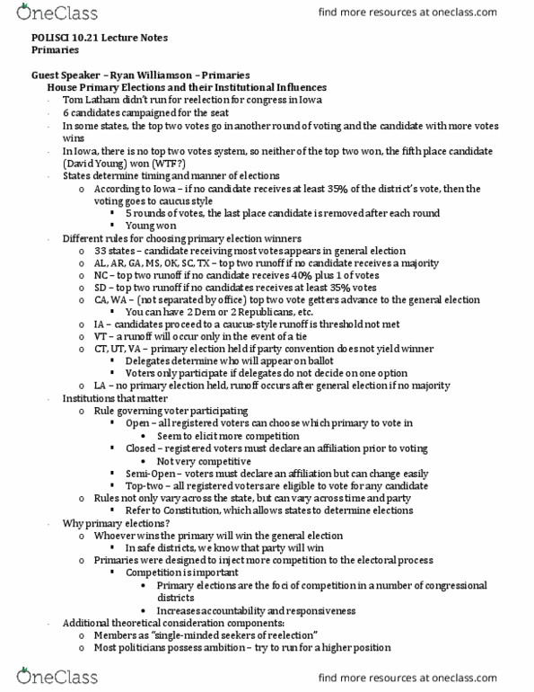 POLSCI 242 Lecture Notes - Lecture 17: Eric Cantor, Information Asymmetry, Path Dependence thumbnail