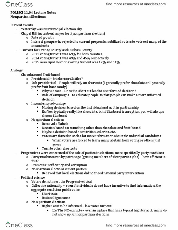 POLSCI 242 Lecture Notes - Lecture 19: Rational Ignorance, Snickers, News thumbnail