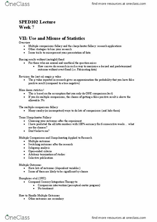 SPED102 Lecture Notes - Lecture 7: Comorbidity, Cold Fusion, False Positives And False Negatives thumbnail