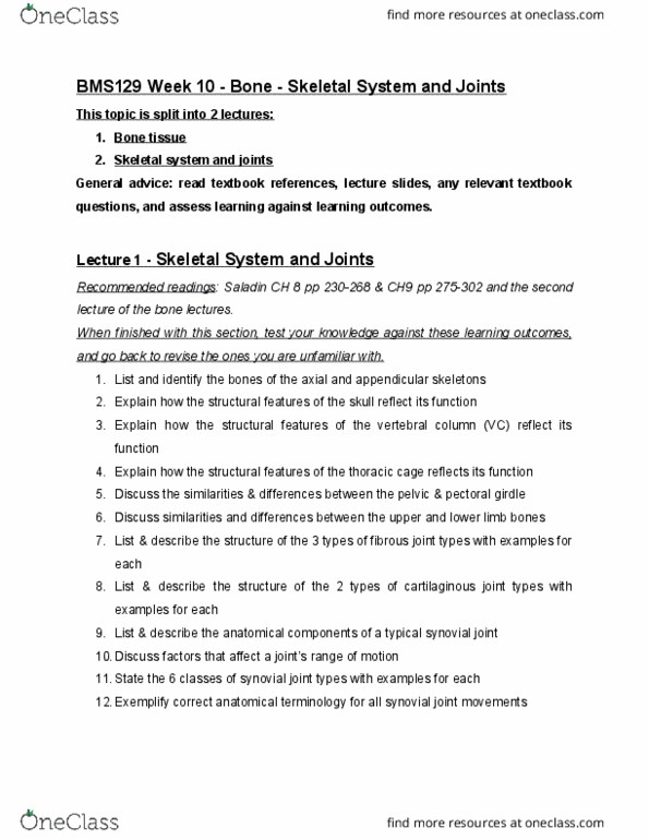 BMS129 Lecture Notes - Lecture 2: Quadriceps Tendon, Mastication, Vertebra thumbnail