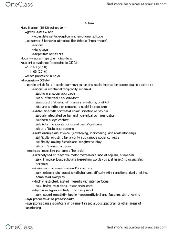 PSYC 355 Lecture Notes - Lecture 24: Echolalia, Intellectual Disability, Neurodiversity thumbnail