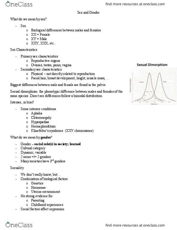 ANTHROP 1AA3 Lecture Notes - Lecture 13: Chromosome, Hypospadias, Evangelicalism thumbnail