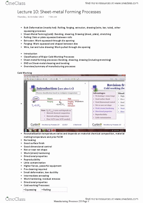 308806 Lecture Notes - Lecture 10: Wire Drawing, London Underground T Stock, Roll Forming thumbnail