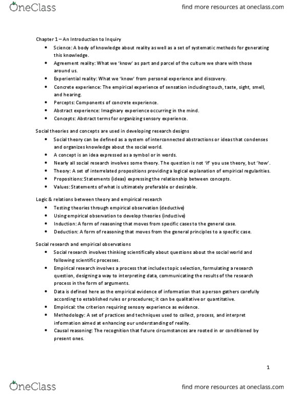 CMNS 260 Lecture Notes - Lecture 1: Causal Reasoning, Thomas Kuhn, Determinism thumbnail