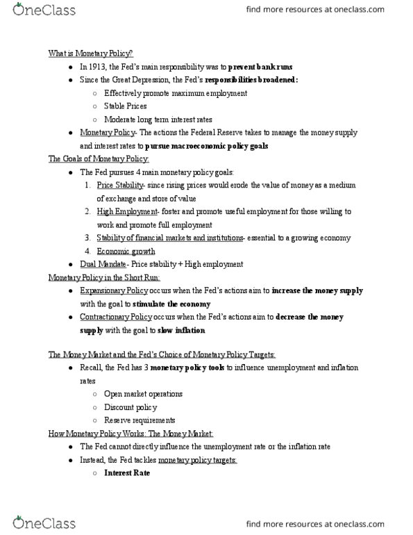 ECON103 Lecture Notes - Lecture 2: Loanable Funds, Potential Output, Open Market Operation thumbnail