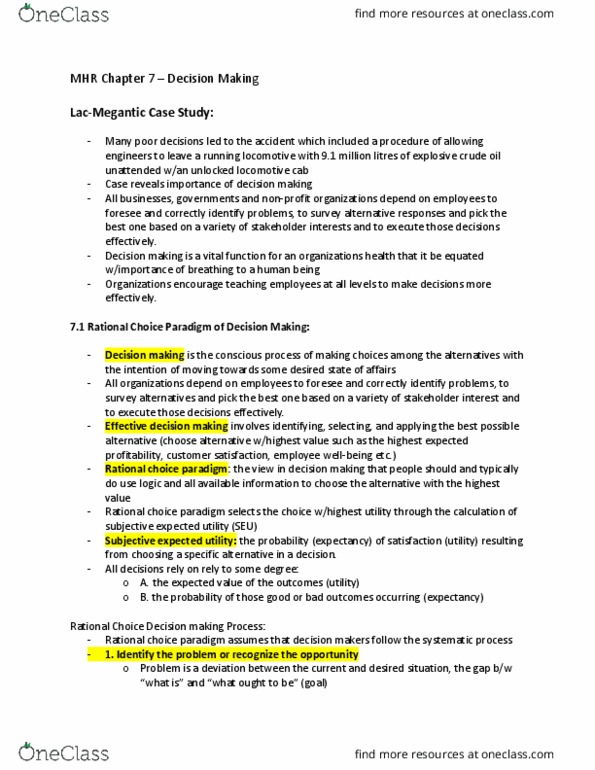 ITM 207 Lecture Notes - Lecture 9: Self-Justification, Mental Model, Sunk Costs thumbnail