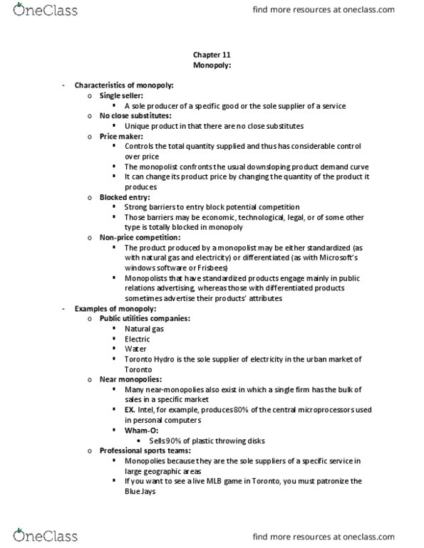 ITM 207 Lecture Notes - Lecture 4: W. M. Keck Observatory, Market Power, Oligopoly thumbnail