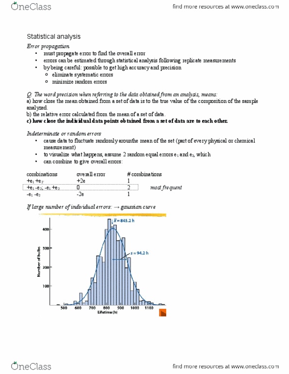 ENCH 213 Lecture Notes - Sodium Carbonate, Confidence Interval, Approximation Error thumbnail