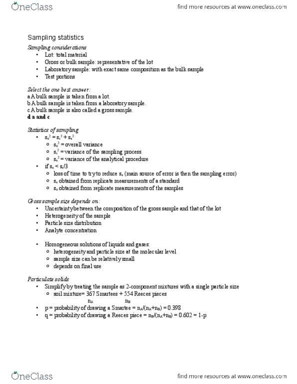 ENCH 213 Lecture Notes - Sodium Chloride, Hygroscopy, Standard Deviation thumbnail