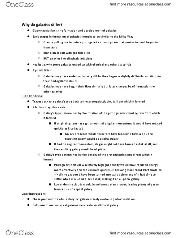 01:750:109 Chapter Notes - Chapter 11.2: Galaxy Formation And Evolution, Spiral Galaxy, Elliptical Galaxy thumbnail