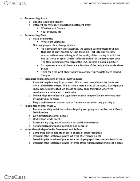 GUS 0821 Lecture Notes - Lecture 3: Spatial Cognition thumbnail