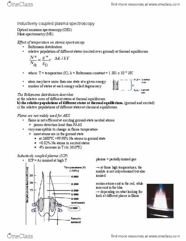 ENCH 213 Lecture Notes - Boltzmann Constant, Inductively Coupled Plasma, Boltzmann Distribution thumbnail