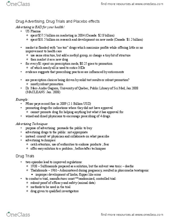 PHAR 100 Lecture Notes - Clinical Trial, Asthma, Osteoporosis thumbnail