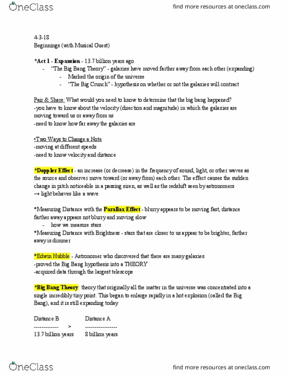 GEOSCI 100 Lecture Notes - Lecture 18: Edwin Hubble, Big Crunch thumbnail