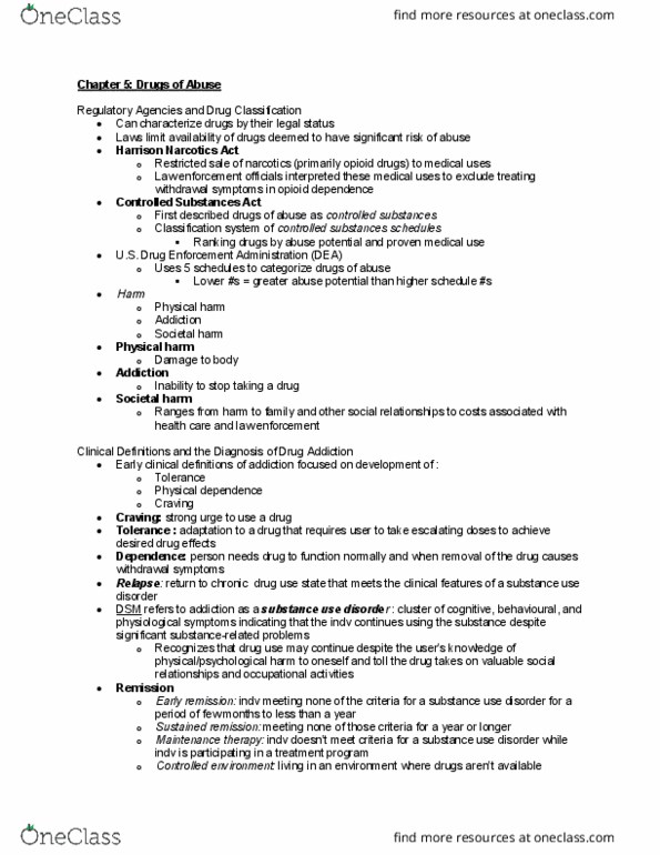 PSYC62H3 Chapter Notes - Chapter 5: Thalamus, Nicotine, Drug Enforcement Administration thumbnail