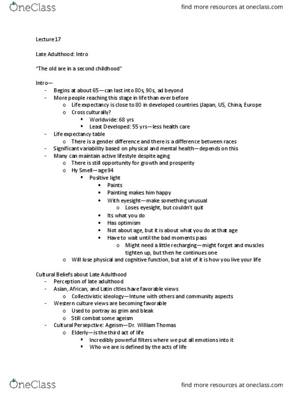 EDHD 320 Lecture Notes - Lecture 17: Simple Math, Autobiographical Memory, Playtime thumbnail