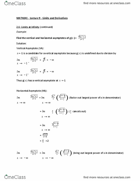 MATH241 Lecture Notes - Lecture 9: Coefficient, Tangent thumbnail