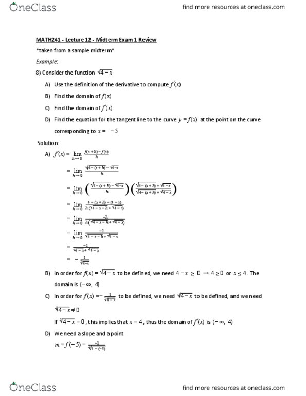 MATH241 Lecture Notes - Lecture 12: Indeterminate Form thumbnail