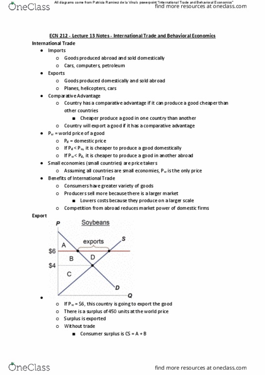 ECN 212 Lecture Notes - Lecture 13: Behavioral Economics, Underconsumption, Comparative Advantage thumbnail