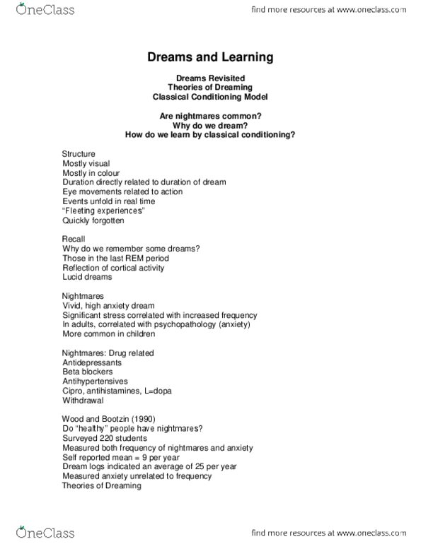 Psychology 1000 Lecture Notes - Behaviorism, Antihistamine, Antihypertensive Drug thumbnail