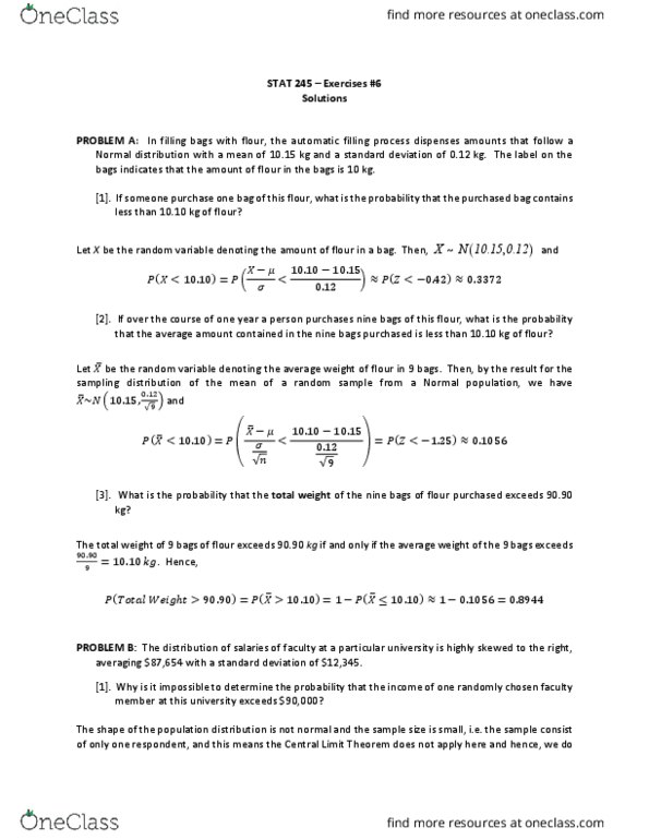 STAT 245 Lecture Notes - Lecture 6: Guesstimate, Sampling Distribution, Random Variable thumbnail