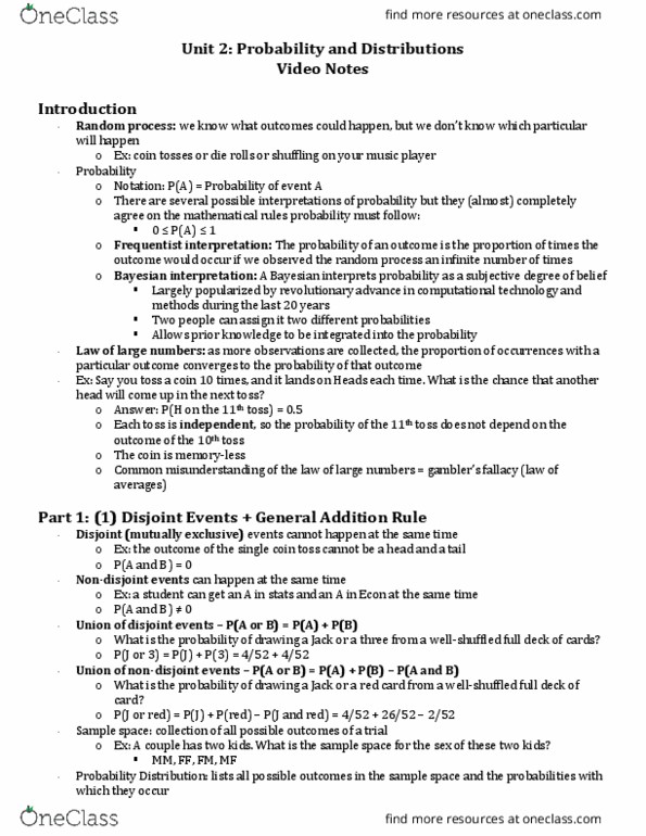 STA 101 Chapter Notes - Chapter Unit 2: Prior Probability, Rstudio, Unimodality thumbnail