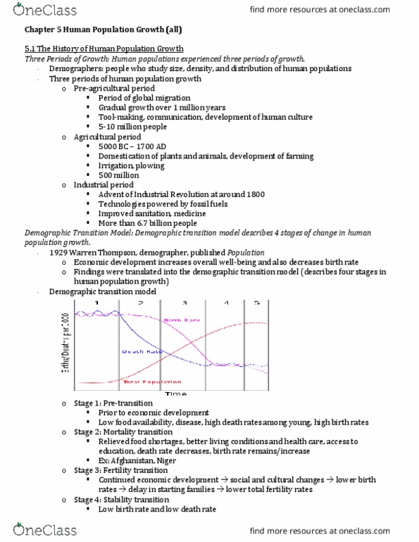 ENVIRON 102 Chapter Notes - Chapter 5: Logistic Function, Doubling Time, Reproductive Health thumbnail