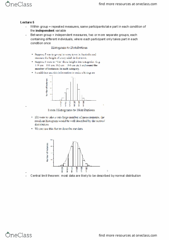 PSYC20006 Lecture Notes - Lecture 5: Central Limit Theorem, Standard Deviation, Null Hypothesis thumbnail