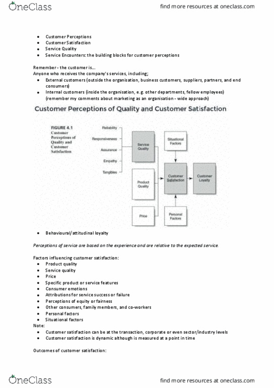 MARK270 Lecture Notes - Lecture 2: Self-Service, Customer Satisfaction, Valarie Zeithaml thumbnail