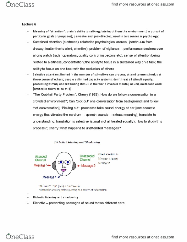 PSYC20007 Lecture Notes - Lecture 6: Sensory Analysis, Echoic Memory, Headphones thumbnail