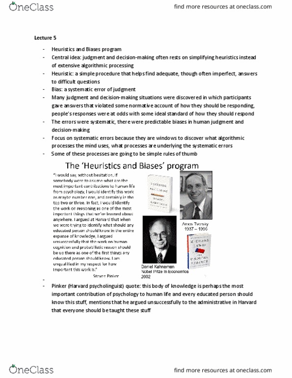 PSYC20007 Lecture Notes - Lecture 5: Steven Pinker, Mikhail Gorbachev, Observational Error thumbnail