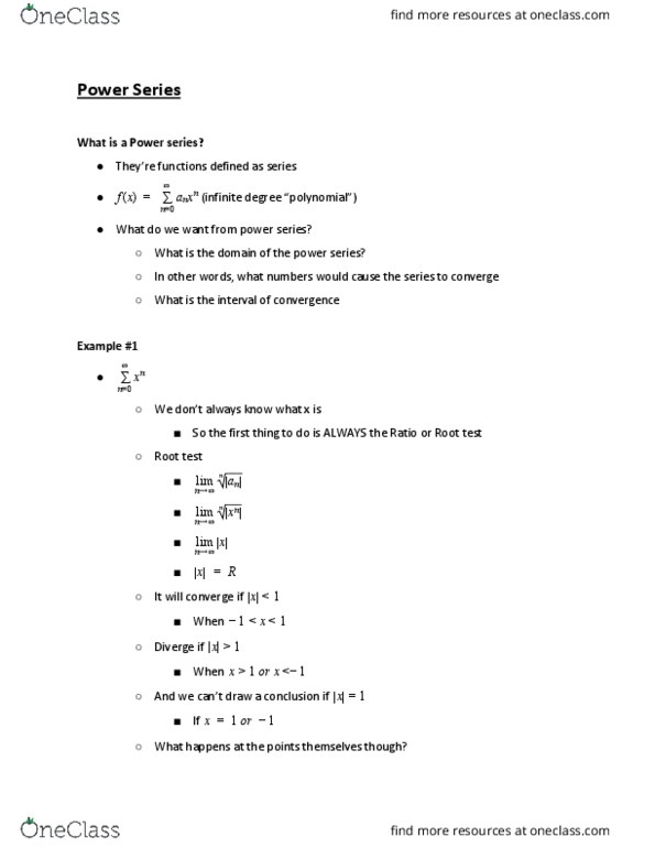 MATH1051 Lecture Notes - Lecture 23: Alternating Series, Ratio Test, Nth Root thumbnail