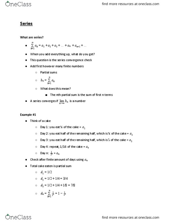 MATH1051 Lecture Notes - Lecture 18: Arithmetic Progression thumbnail