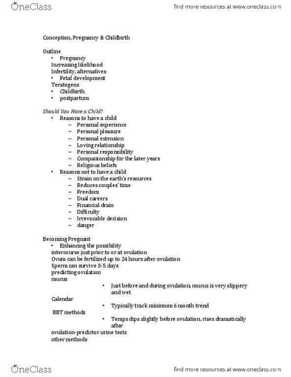 Psychology 2075 Lecture Notes - Colostrum, Vas Deferens, Teratology thumbnail