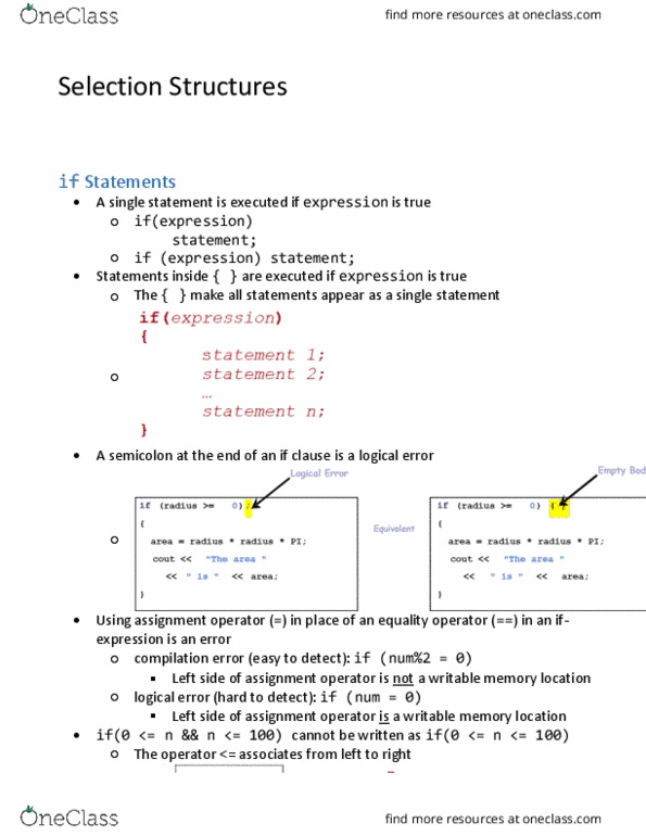 Engineering Science 1036A/B Lecture Notes - Lecture 10: Switch Statement, Semicolon, Leap Year thumbnail