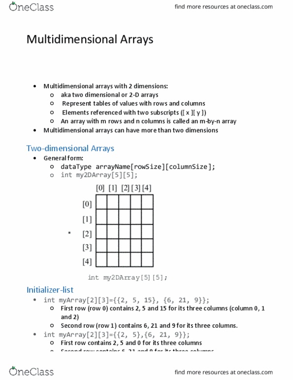 Engineering Science 1036A/B Lecture 17: Arrays: Multidimensional Arrays thumbnail