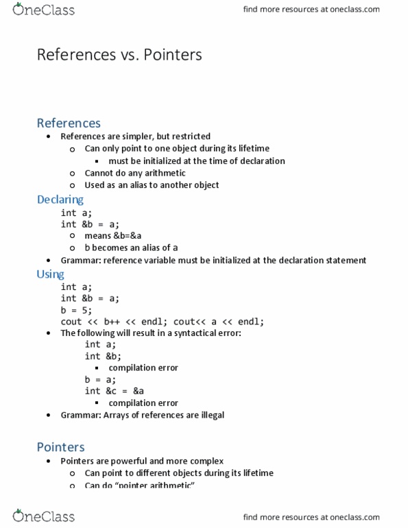 Engineering Science 1036A/B Lecture 23: Pointers: References vs. Pointers thumbnail