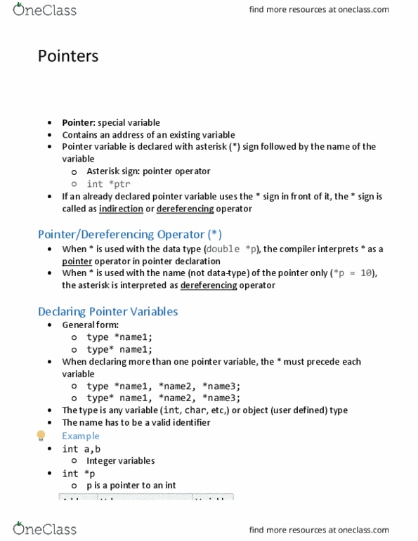 Engineering Science 1036A/B Lecture 18: Pointers: Pointers thumbnail