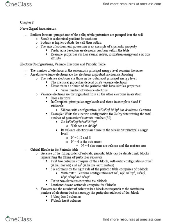 CHEM 110 Chapter Notes - Chapter 8: Alkali Metal, Ion, Covalent Bond thumbnail