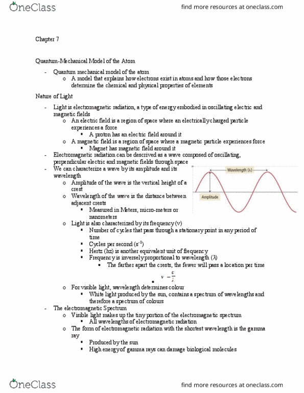 CHEM 110 Chapter Notes - Chapter 7: Pauli Exclusion Principle, Atomic Orbital, Stationary Point thumbnail