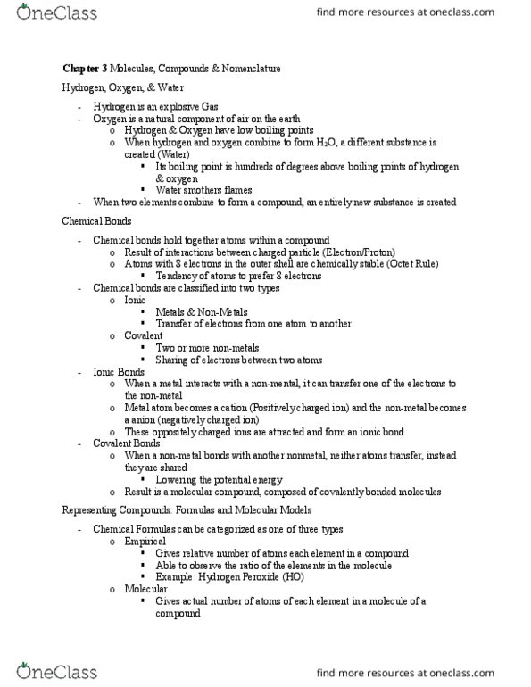 CHEM 110 Chapter Notes - Chapter 3: Features Of The Marvel Universe, Benzene, Nitric Acid thumbnail