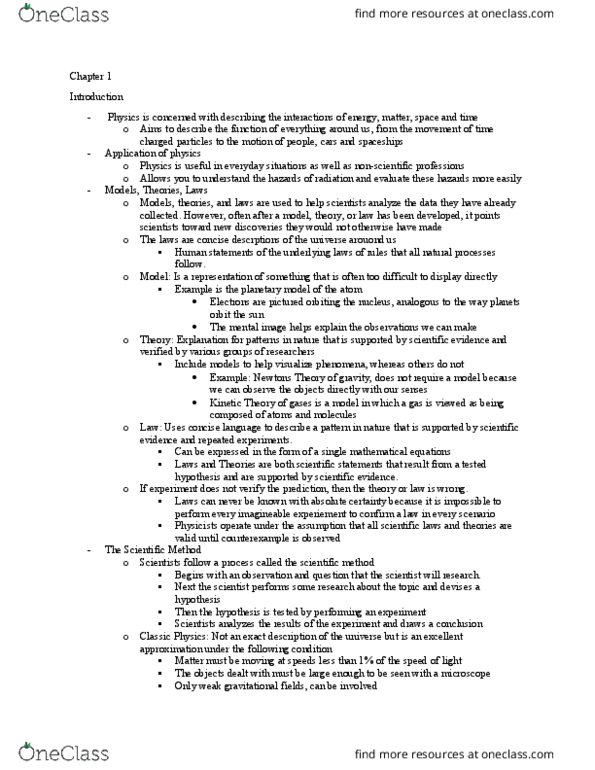 PHYS 100 Chapter Notes - Chapter 1: Kilogram, English Units, Significant Figures thumbnail