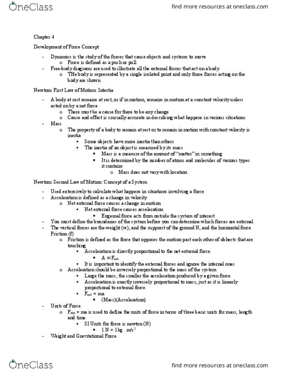 PHYS 100 Chapter Notes - Chapter 4: Electric Field, Free Body Diagram, International System Of Units thumbnail