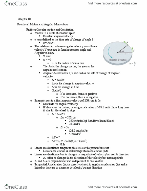 PHYS 100 Chapter Notes - Chapter 10: Gyroscope, Horse Length, Angular Acceleration thumbnail