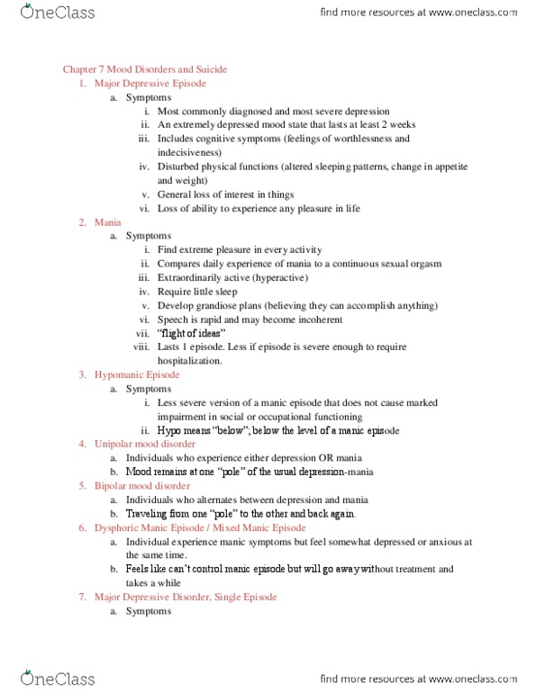 BIOL 021 Lecture Notes - Suicidal Ideation, Orgasm, Postpartum Period thumbnail